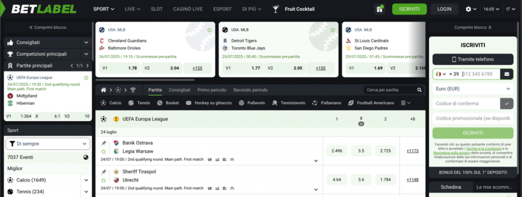 Betlabel il sito non ADM
